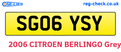 SG06YSY are the vehicle registration plates.