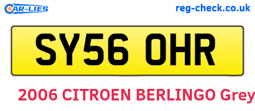 SY56OHR are the vehicle registration plates.
