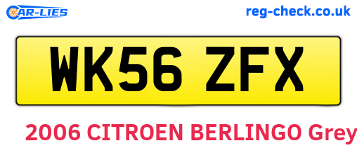 WK56ZFX are the vehicle registration plates.