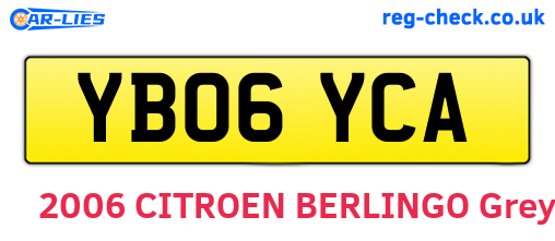 YB06YCA are the vehicle registration plates.