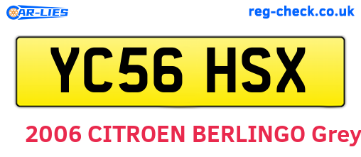 YC56HSX are the vehicle registration plates.