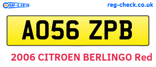 AO56ZPB are the vehicle registration plates.