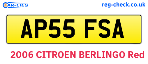 AP55FSA are the vehicle registration plates.