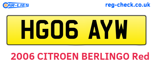 HG06AYW are the vehicle registration plates.
