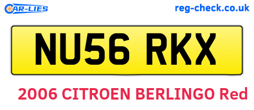 NU56RKX are the vehicle registration plates.