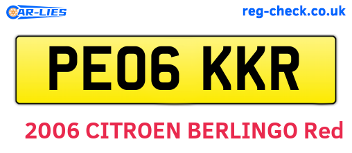 PE06KKR are the vehicle registration plates.