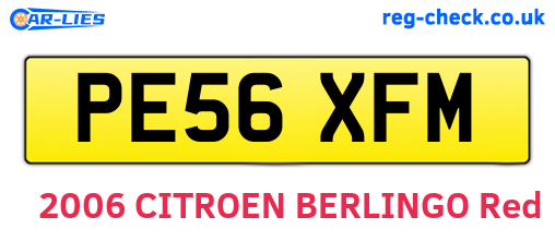 PE56XFM are the vehicle registration plates.
