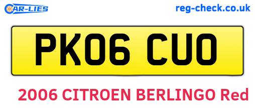 PK06CUO are the vehicle registration plates.