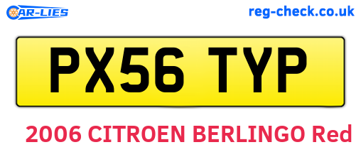 PX56TYP are the vehicle registration plates.