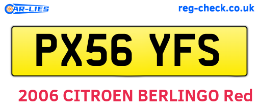 PX56YFS are the vehicle registration plates.