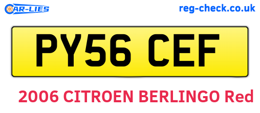 PY56CEF are the vehicle registration plates.