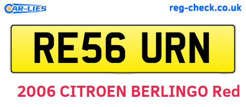 RE56URN are the vehicle registration plates.