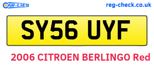 SY56UYF are the vehicle registration plates.