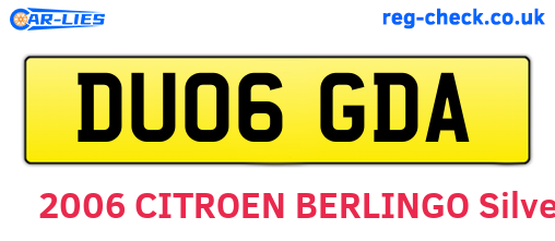 DU06GDA are the vehicle registration plates.