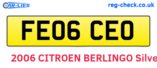 FE06CEO are the vehicle registration plates.