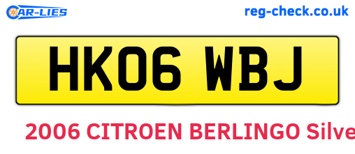 HK06WBJ are the vehicle registration plates.