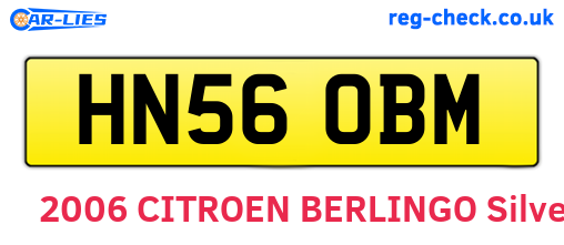 HN56OBM are the vehicle registration plates.