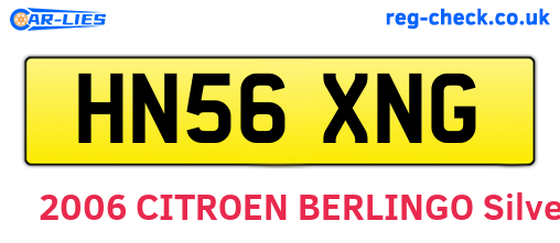 HN56XNG are the vehicle registration plates.
