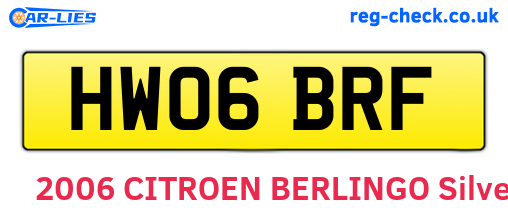 HW06BRF are the vehicle registration plates.