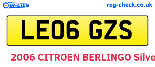 LE06GZS are the vehicle registration plates.