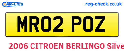 MR02POZ are the vehicle registration plates.
