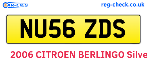 NU56ZDS are the vehicle registration plates.