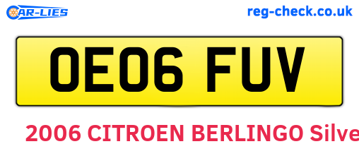 OE06FUV are the vehicle registration plates.