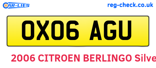 OX06AGU are the vehicle registration plates.