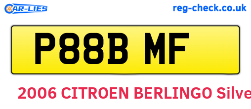 P88BMF are the vehicle registration plates.