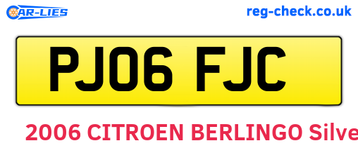 PJ06FJC are the vehicle registration plates.
