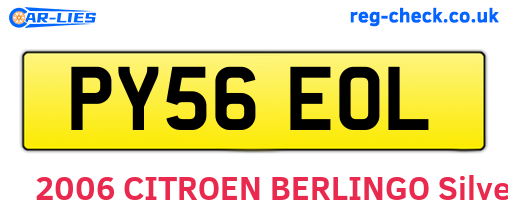 PY56EOL are the vehicle registration plates.