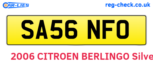 SA56NFO are the vehicle registration plates.