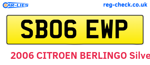 SB06EWP are the vehicle registration plates.
