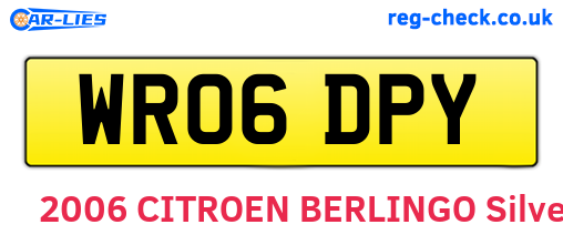 WR06DPY are the vehicle registration plates.