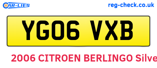 YG06VXB are the vehicle registration plates.