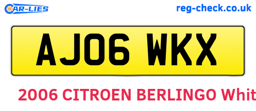 AJ06WKX are the vehicle registration plates.