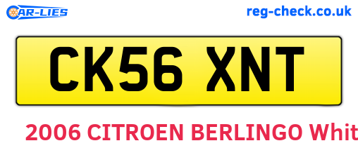 CK56XNT are the vehicle registration plates.