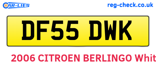 DF55DWK are the vehicle registration plates.