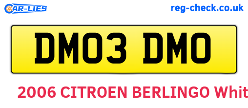DM03DMO are the vehicle registration plates.