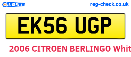 EK56UGP are the vehicle registration plates.