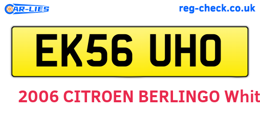 EK56UHO are the vehicle registration plates.