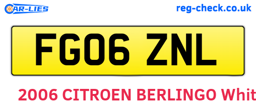FG06ZNL are the vehicle registration plates.