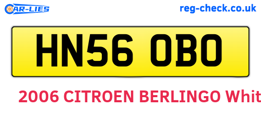 HN56OBO are the vehicle registration plates.