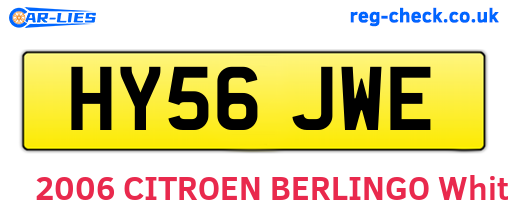 HY56JWE are the vehicle registration plates.