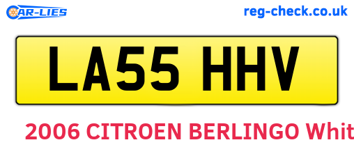 LA55HHV are the vehicle registration plates.