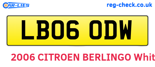 LB06ODW are the vehicle registration plates.