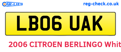 LB06UAK are the vehicle registration plates.