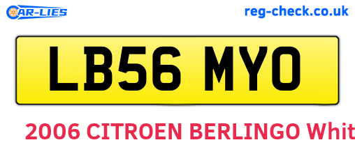 LB56MYO are the vehicle registration plates.