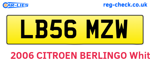 LB56MZW are the vehicle registration plates.