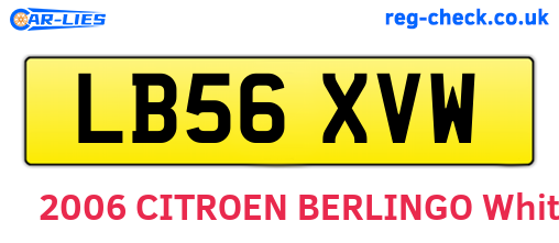 LB56XVW are the vehicle registration plates.